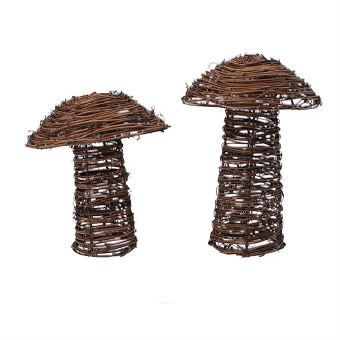 Gisela Graham Set of 2 Twig & Wire Toadstool Decorations